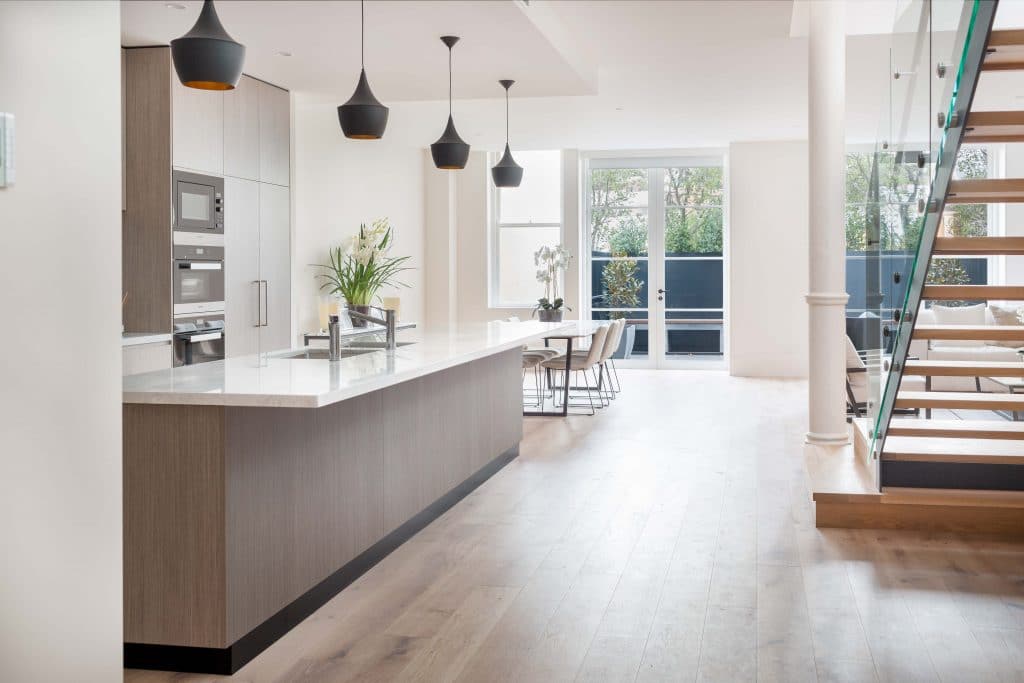 wide shot photograph of house with spacious living area