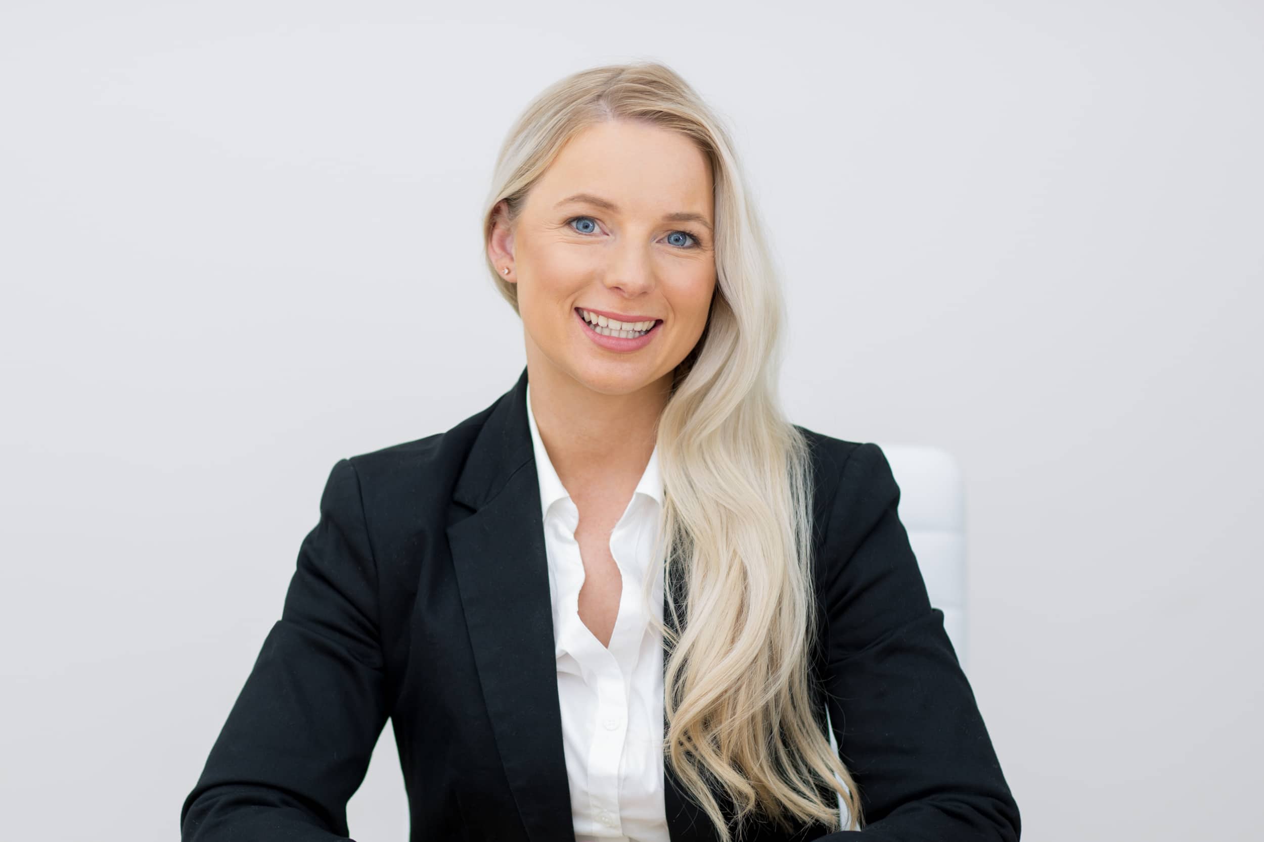 Lawyer sitting for professional headshot