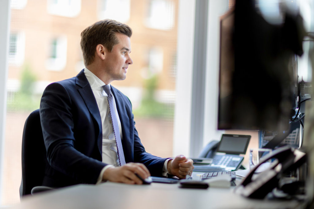 Business Man Working at Desk