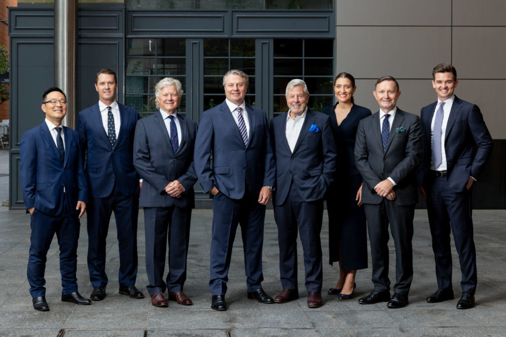 Team Portrait of finance team in outdoor corporate setting