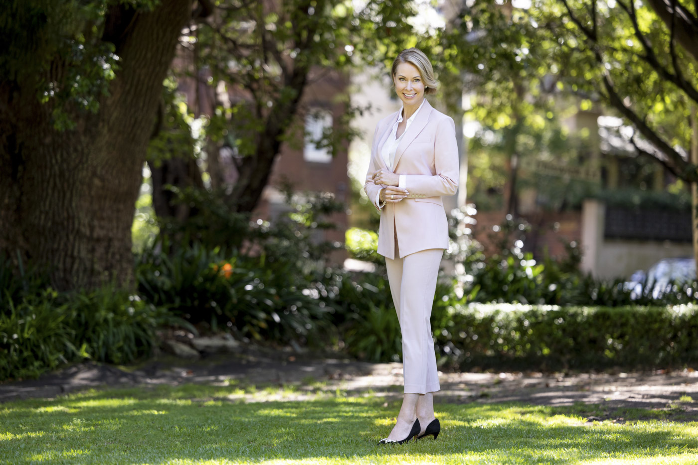 female in a suite outdoors